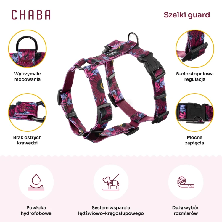 SZELKI DLA PSA GUARD CHABA szelki regulowane szelki klasyczne szelki spacerowe szelki dla małego psa lekkie szelki wygodne szelki szelki z regulacją szelki codzienne szelki miejskie szelki treningowe szelki bez uciskowe szelki na spacer