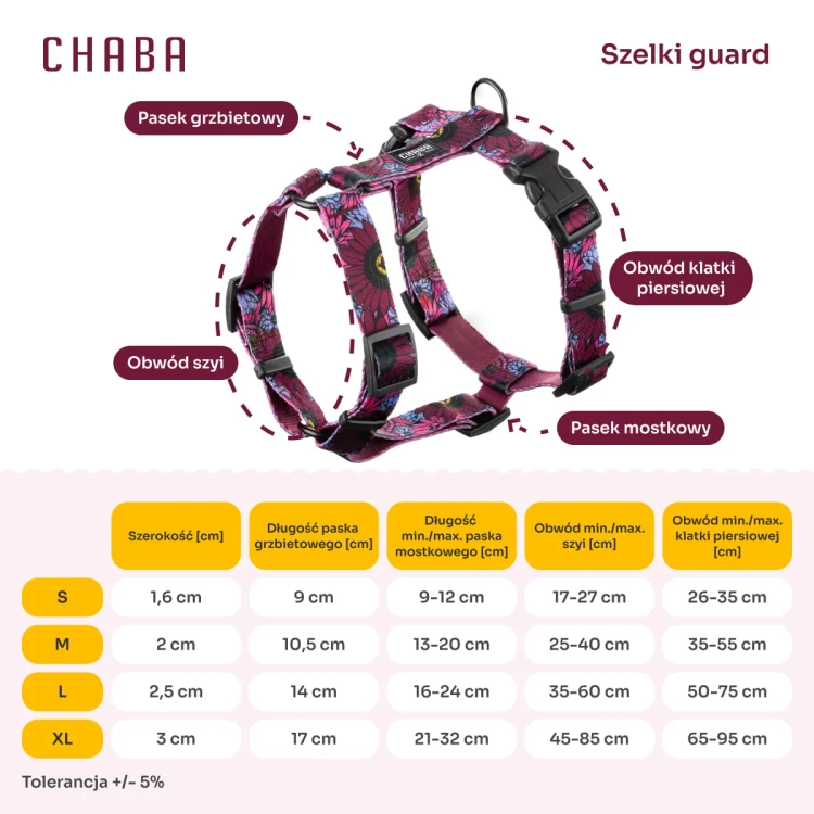 SZELKI DLA PSA GUARD CHABA szelki regulowane szelki klasyczne szelki spacerowe szelki dla małego psa lekkie szelki wygodne szelki szelki z regulacją szelki codzienne szelki miejskie szelki treningowe szelki bez uciskowe szelki na spacer