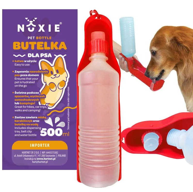 Butelka turystyczna dla psa bidon miska 500ml  Niezwykle wygodny gadżet podczas podróży czy spaceru.  Składany, podręczny bidon składa się do niewielkich rozmiarów i jest niezwykle wygodnym ułatwieniem podczas pojenia pupila poza domem.  Poidło idealne podczas podróży oraz na dłuższym spacerze.