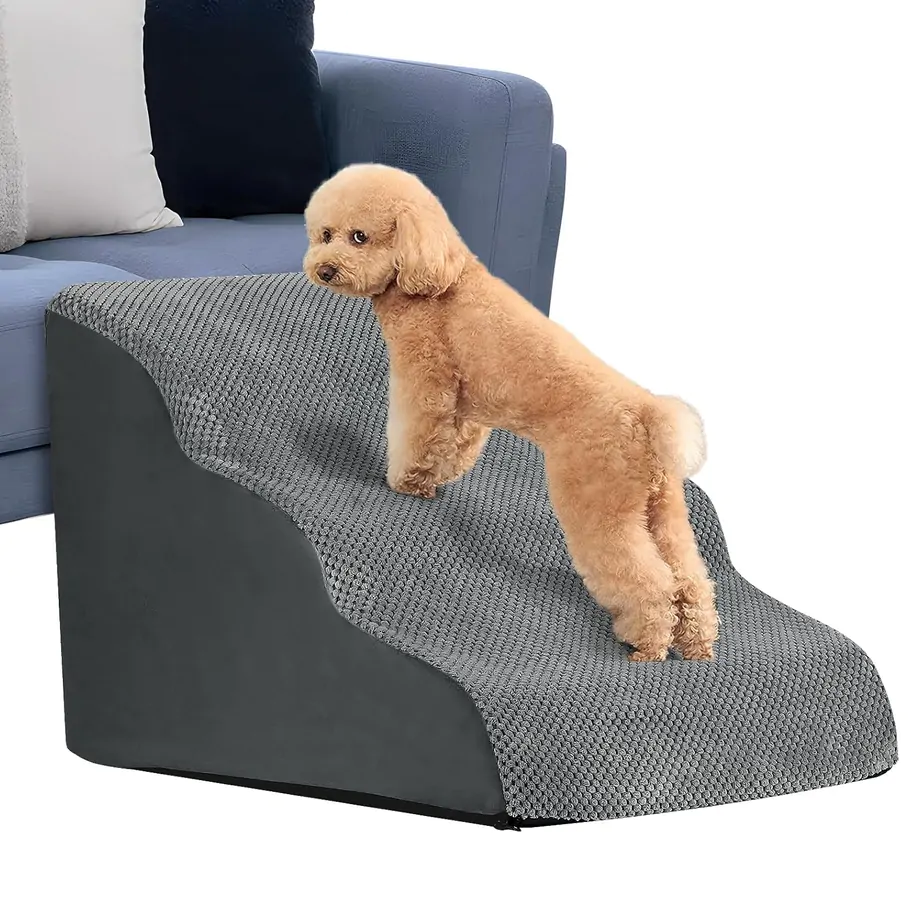 PREMIUM Schody dla psa 3 schodki rampa podest legowisko 60cm  Schodki dla psa zostały zaprojektowane z myślą o komforcie i bezpieczeństwie pieska.  Produkt wyprodukowany z trwałych materiałów, gwarantuje stabilność i pewne oparcie dla łap pupila.